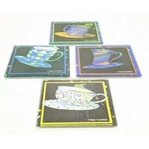 Coasters Glass 4" Square Coffee Cup Mug Set 4 Barb Tourtillotte